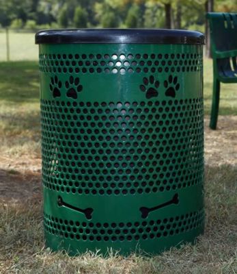 Trash Receptacle w/ Lid & Liner - Dog Park Equipment - All People Can Play
