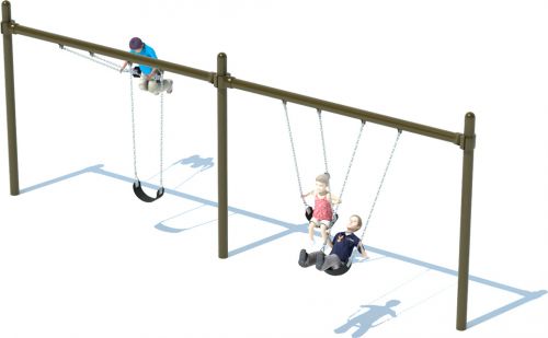 2 Bay Single Post Swing Frame | Swing Sets | All People Can Play