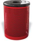 Perforated Metal Trash Receptacle with Lid and Liner