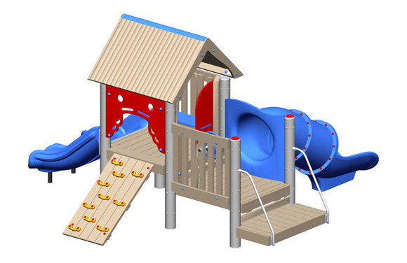 Bungalow - Recycled Play Structure - Commercial Playground Equipment - 3d view