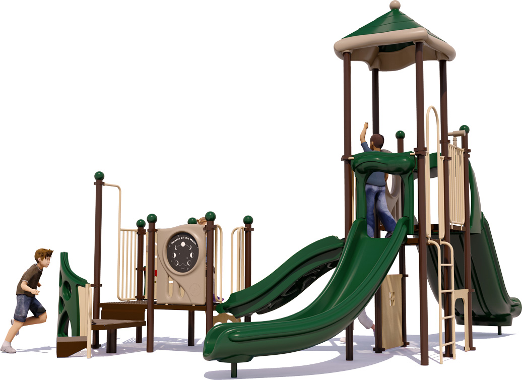 Dragon Tailz Play Structure - Rear View - Natural Color Scheme