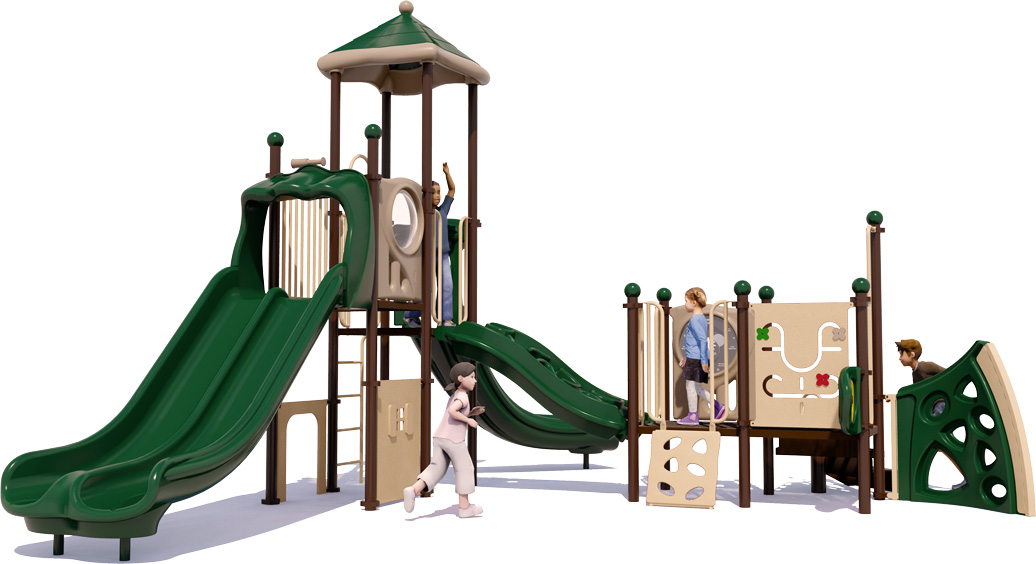 Dragon Tailz Play Structure - Front View - Natural Color Scheme