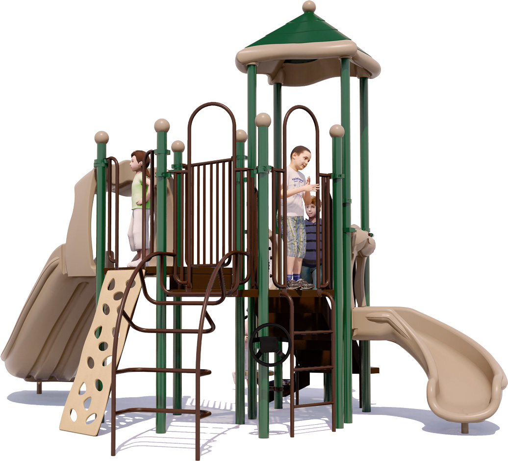 Happy Madison Play Structure - Rear View - Natural Color Scheme