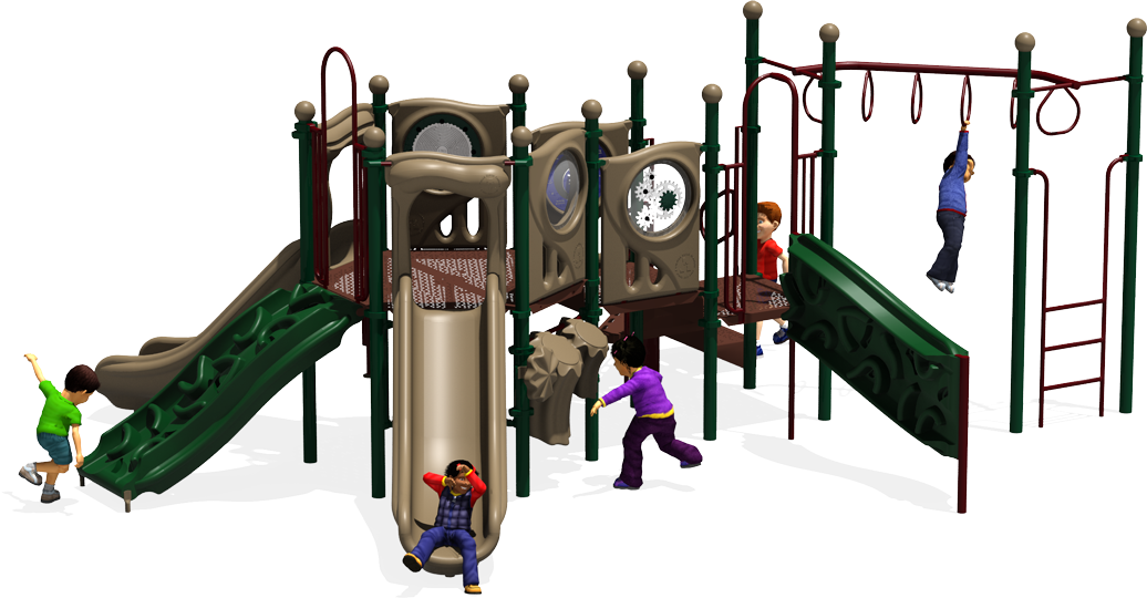 Hole in One Playground Structure - Natural - Rear | All People Can Play