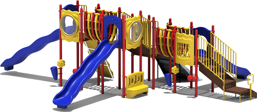 Daisy Maze Budget Play Structure - Primary Color Scheme - Front View