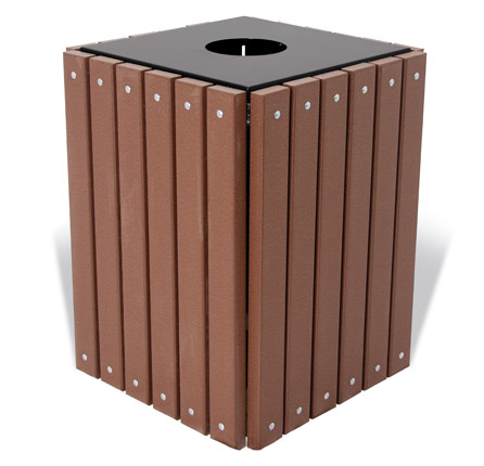 32 Gallon Square Recycled Trash Receptacle w/ Lid & Liner - Site Furnishings - All People Can Play