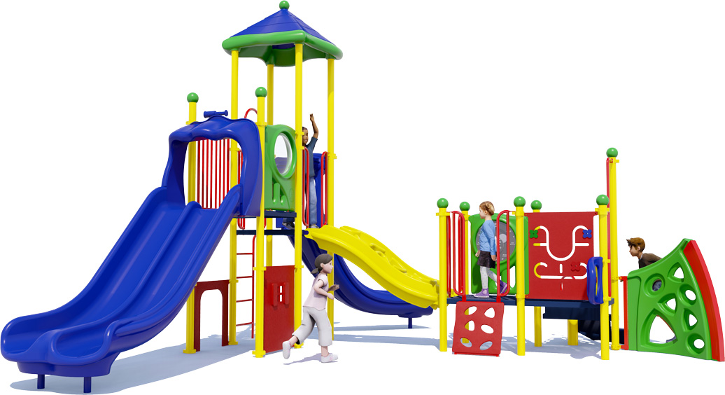 Dragon Tailz Play Structure - Front View - Playful Color Scheme