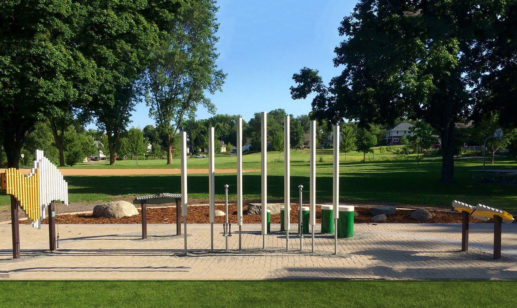 Photograph showing outdoor instruments in a public park